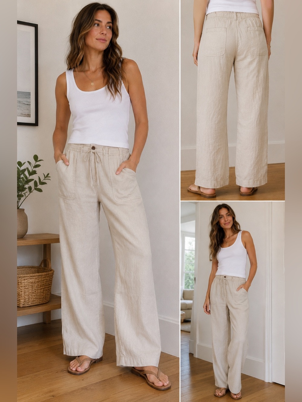 The North Face Women's Wide Leg Drawstring Pants in Natural Beige